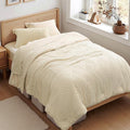 Zzlpp Twin Comforter Set 5 Pieces, Cream Tufted Bed in a Bag by ZZLPP