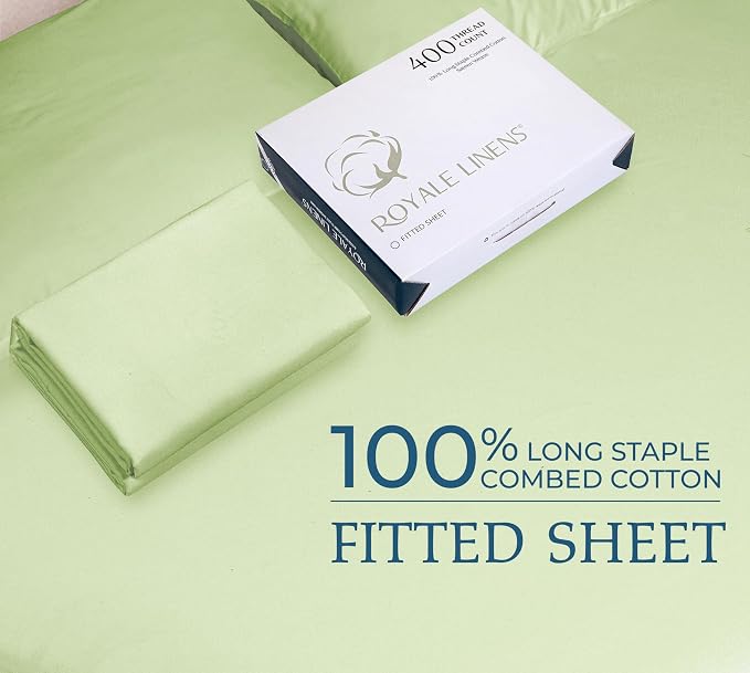 Royale Linens 400 Thread Count 100% American Grown Cotton Fitted Sheet Full Size - Image 9