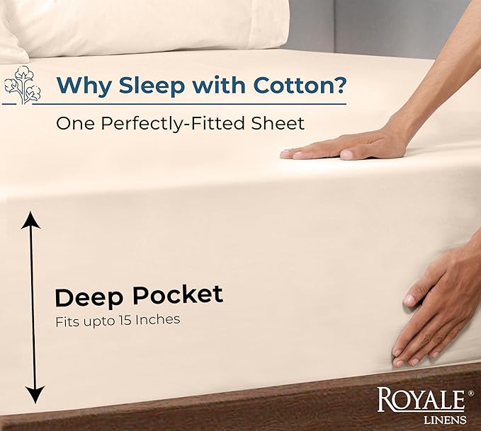 Royale Linens 100% Organic Cotton Fitted Sheet - Image 2