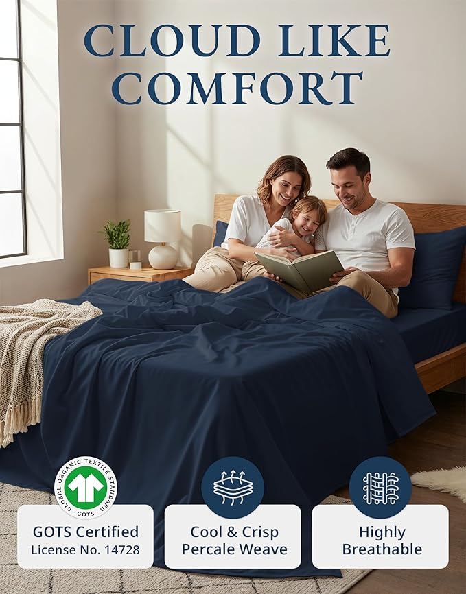 LANE LINEN 100% Organic Cotton Mercerized Twin XL Sheet Set, Reinforced Seams - Image 2