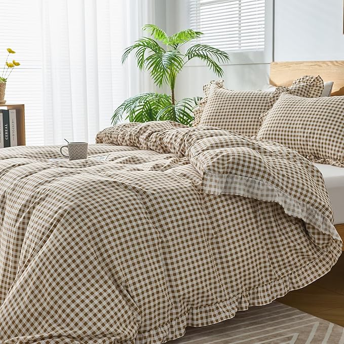 Gingham Duvet Cover Twin Size, 2 Pieces Soft Breathable Microfiber Plaid - Image 7