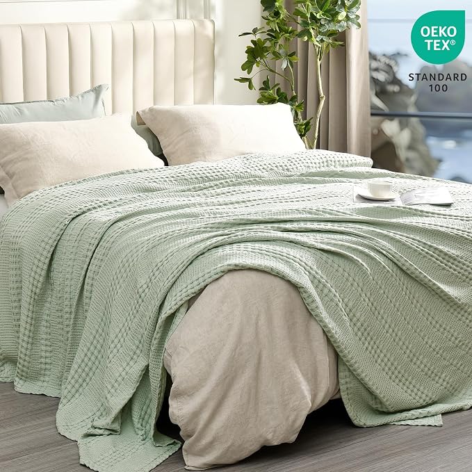 PHF Cooling Waffle Blanket Queen Size, Lightweight 60% Rayon from Bamboo & 40% - Image 3