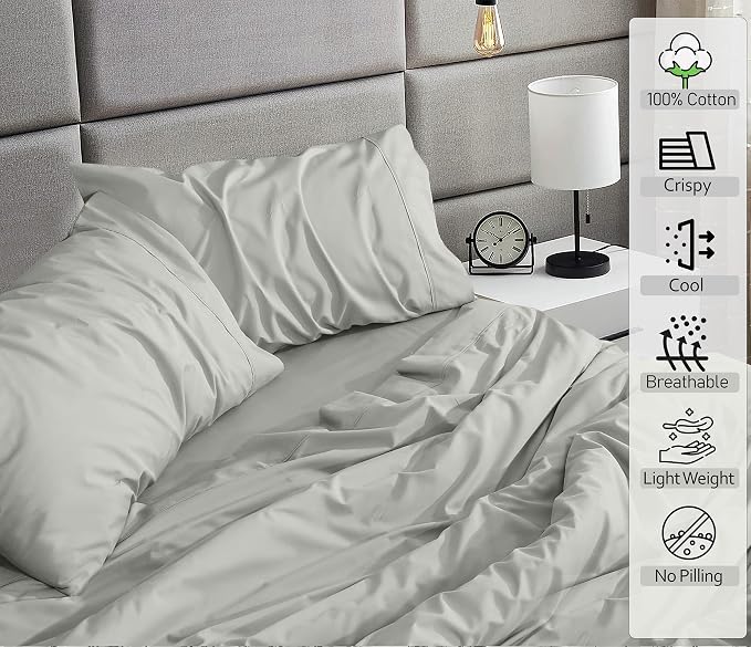 RUVANTI 100% Cotton Sheets – Queen Size Percale Bedding, Cooling & Breathable - Image 3