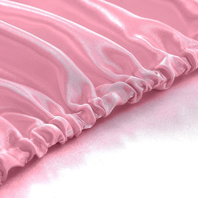 Homiest Pink Satin Fitted Twin XL Size Bed Sheet, Deep Pocket, Luxury & Ultra - Image 4