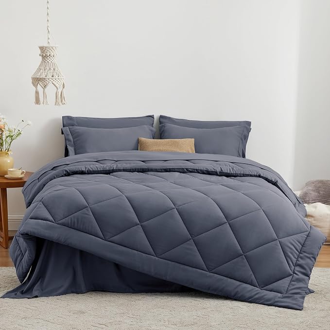 Love's cabin Full Comforter Set Navy Blue, 7 Pieces Full Bed in a Bag, All - Image 2