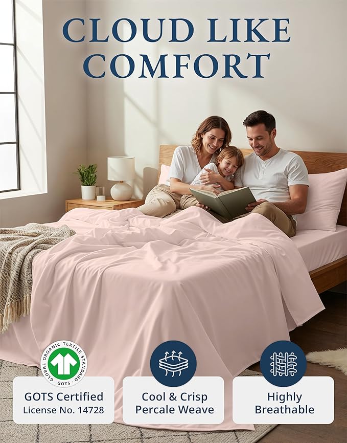 LANE LINEN 100% Organic Cotton King Size Sheets Set, Machine Washable Fully - Image 2