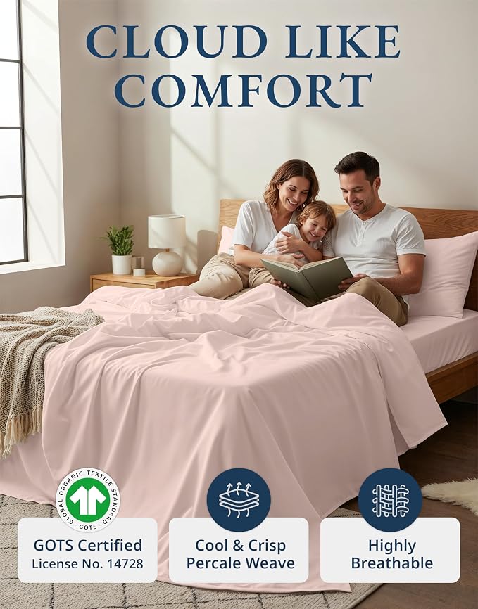 LANE LINEN Eco Friendly 100% Organic Cotton Sheets Queen Size, Mercerized - Image 2