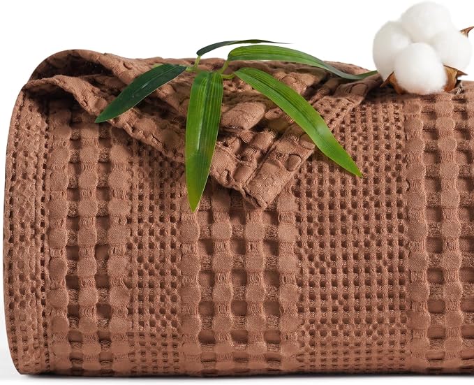 PHF Cooling Waffle Blanket Twin Size, Lightweight 60% Rayon from Bamboo & 40% by PHF