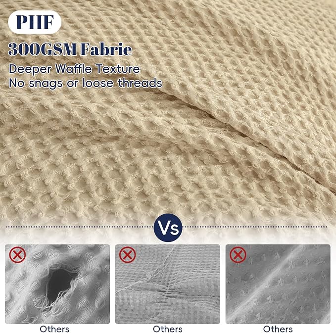 PHF Waffle Weave Duvet Cover Set King Size, No Snagging Ultra Soft Luxury - Image 3