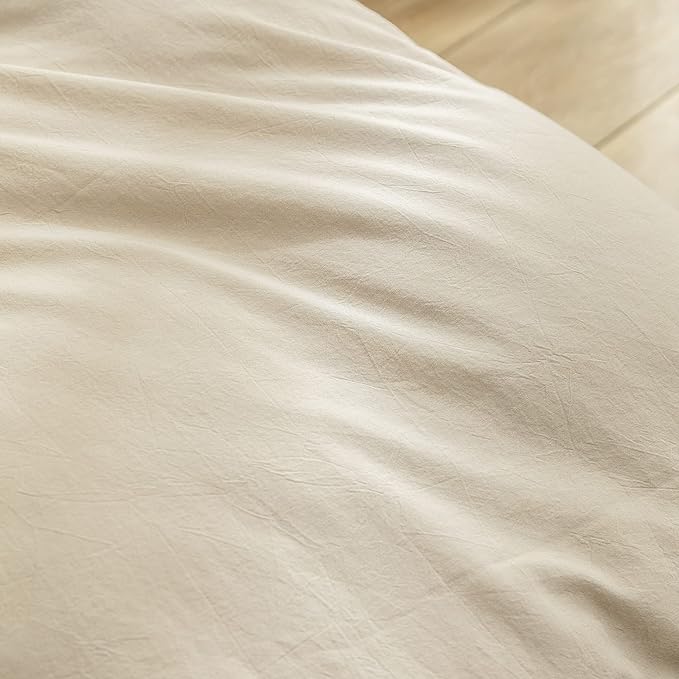 BESTOUCH Duvet Cover Set 100% Washed Cotton Linen Feel Super Soft Comfortable - Image 6