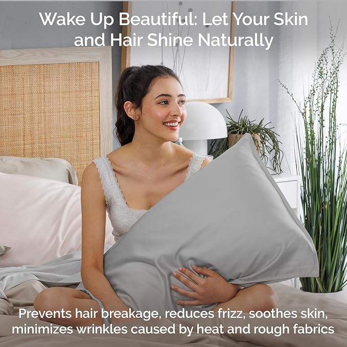 Pillow Cases Queen Size Set of 2 Pillowcases 100% Viscose from Bamboo Cooling - Image 5
