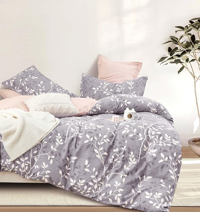 LEMIROE Vintage Gray Cotton Comforter Queen Size 3Pcs by LEMIROEBEDDING