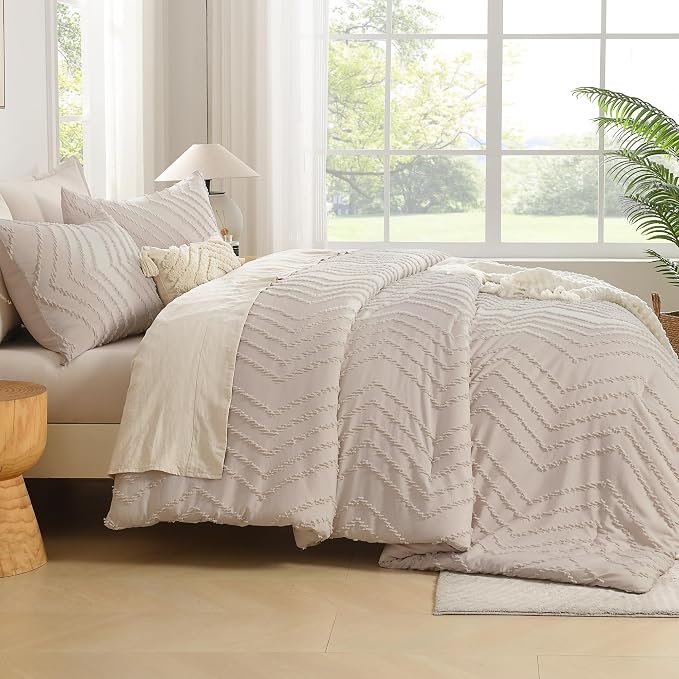 Andency Linen Comforter Set Full Size, Boho Soft Warm Tufted Bedding Comforter - Image 7