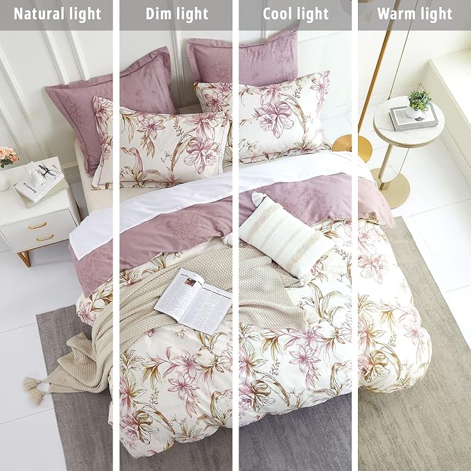 LEMIROE Floral Cotton Comforter King Size 3Pcs - Image 6