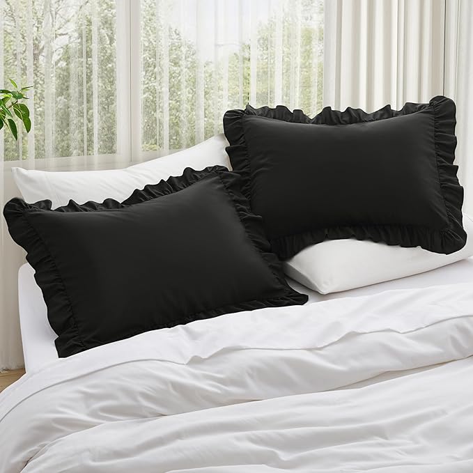 KKJIAF Ruffle Pillow Cases King Size Set of 2, Ruffled Pillow Covers - Image 2