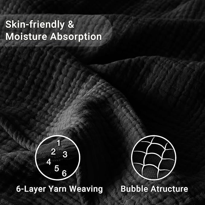 100% Cotton Muslin Blanket Twin 66" x 90", 6 Layers Breathable and Lightweight - Image 4