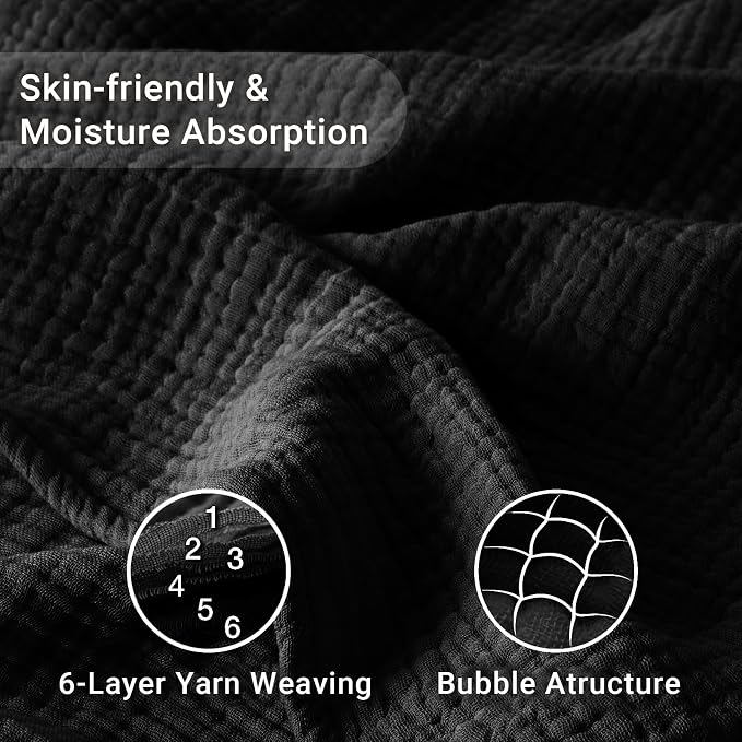 100% Cotton Muslin Blanket Queen 90" x 90", 6 Layers Breathable and Lightweight - Image 4