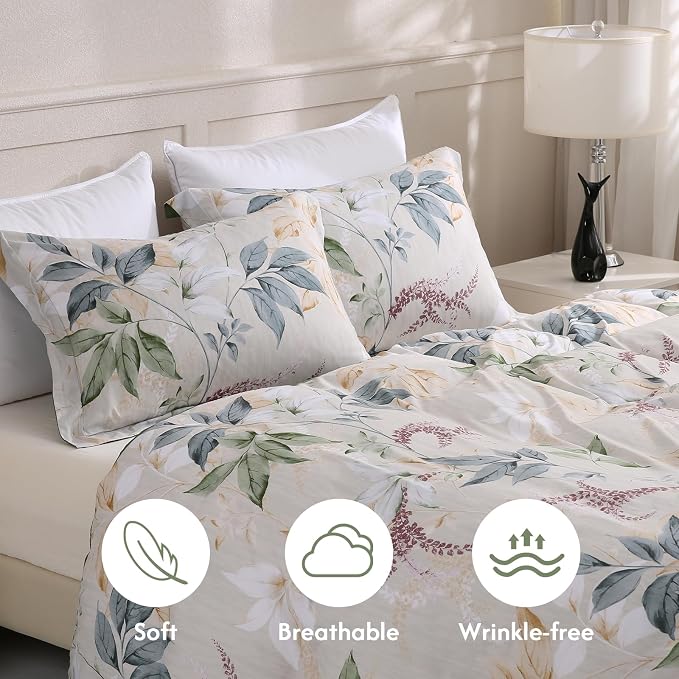 LONAVA King Botaincal 3 Pcs Duvet Cover Set, Breathable Soft Microfiber Forest - Image 3