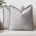MIULEE Decorative Throw Pillow Covers Neutral Linen Fringe Throw Pillows Euro by MIULEE
