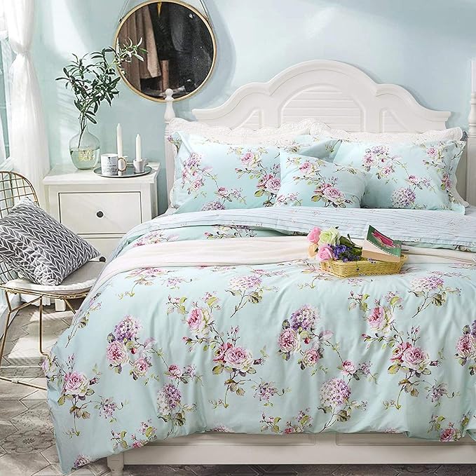 FADFAY Shabby Vintage Duvet Cover Twin XL Dorm Bedding Fashionable Rose and - Image 7