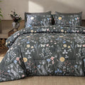 Yiran 7 Piece Grey Floral Comforter Set King Size, Botanical Flowers Bed in a by Yiran