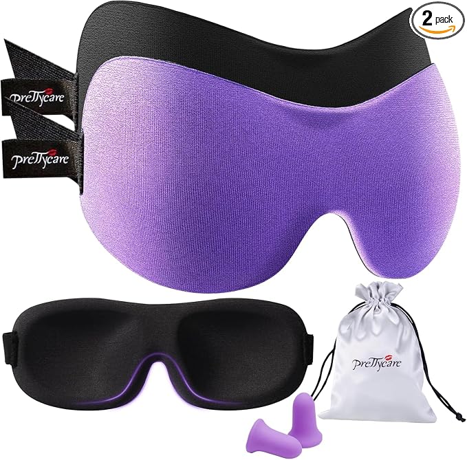 PrettyCare 3D Sleep Mask 2 Pack, Eye Mask by PrettyCare