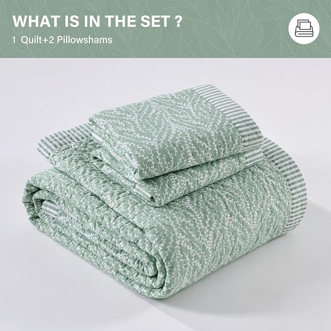 SahSahCasa Quilt Set King Size, 100% Cotton Quilt Bedding Set Bedspread - Image 7