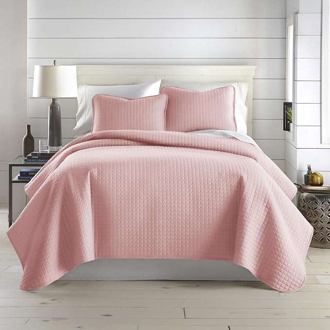 Southshore Fine Living, Inc. Stitched Pink Queen Quilt Bedding Set, Oversized by SouthshoreFineLivingInc