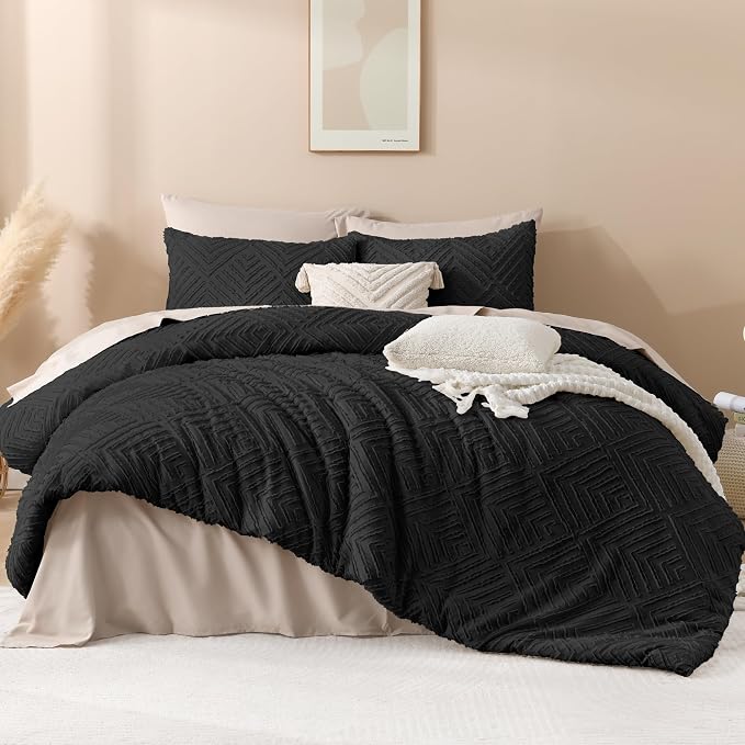 Andency Oversized King Comforter 128''x120'', 3 Pieces Black Boho Bedding Set & - Image 2