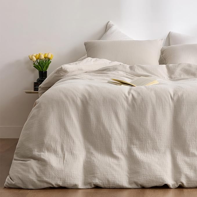 RRENEWROOTS Gream Gray Twin Duvet Cover, 100% Sandwashed Cotton Soft Twin Size by Unknown
