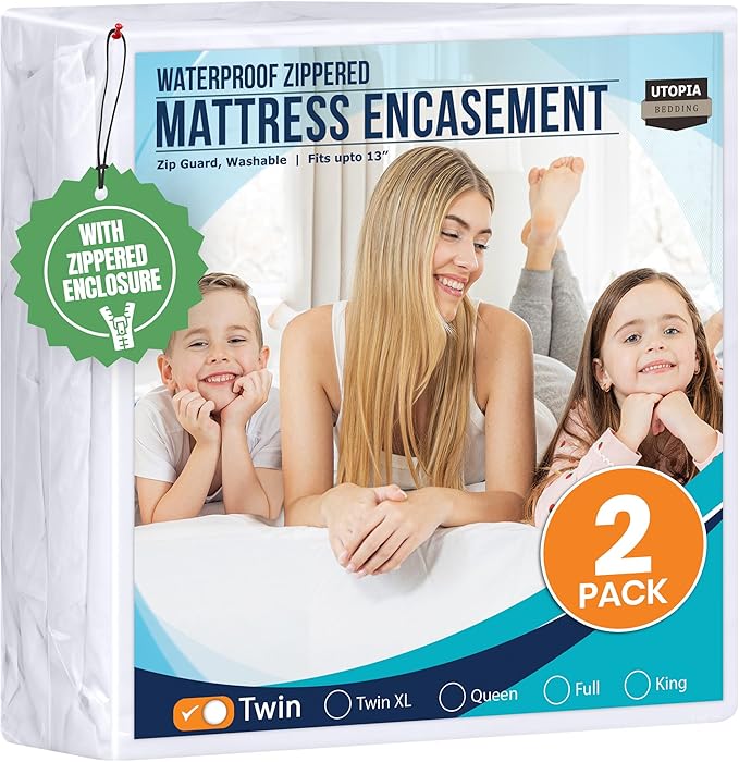 Utopia Bedding Mattress Protector Zippered Twin Size, 100% Waterproof Bed Bug by UTOPIABEDDING