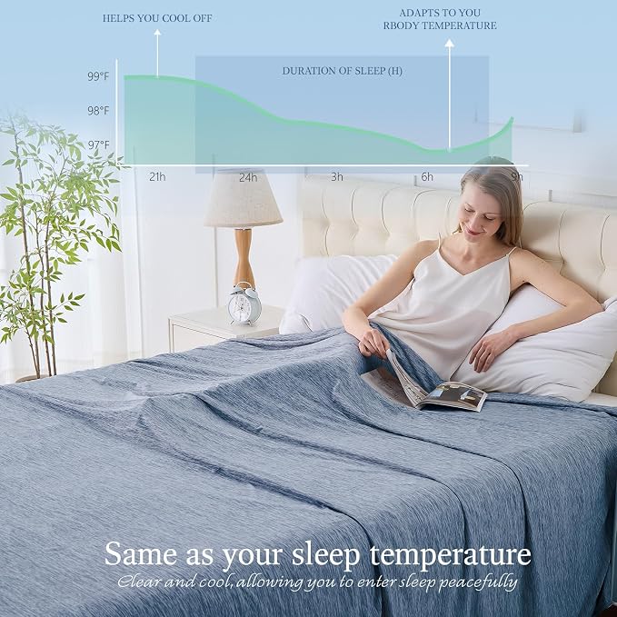 Cooling Blanket Throw Size, Cold Blanket Thin Lightweight Breathable Soft - Image 3