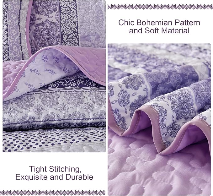 WONGS BEDDING Boho Quilt Set King Size, Lightweight Bedspread Coverlet Bedding - Image 6