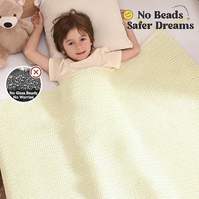 Guohaoi Knitted Weighted Blanket Kids No Beads Cooling Heavy Blanket, Home - Image 3