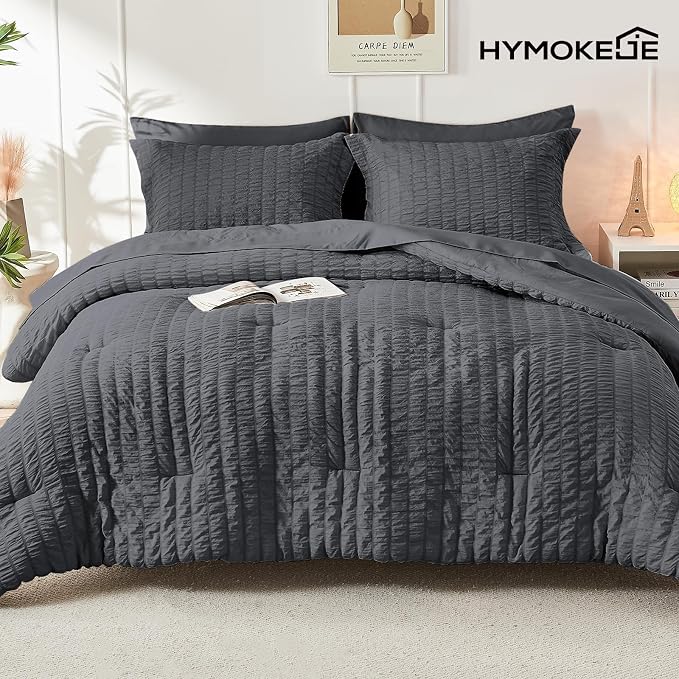 HYMOKEGE Queen Comforter Set Seersucker 7 Pieces, All Season Luxury Bed in a Bag - Image 9