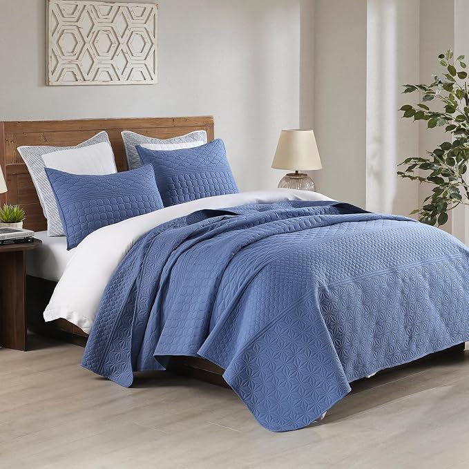 HORIMOTE HOME Denim Blue Twin Size Quilt Set - Image 4