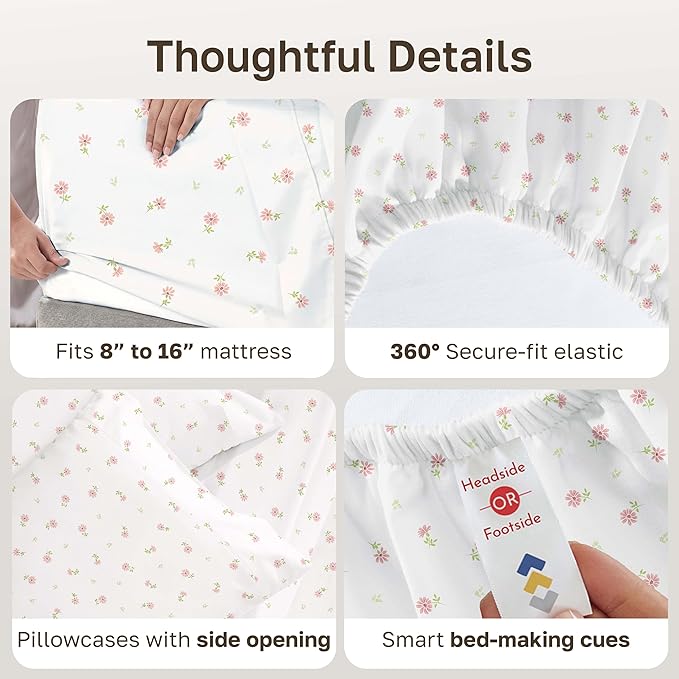 California Design Den Soft 100% Cotton Queen Size Bed Sheets Set, 400 Thread - Image 5