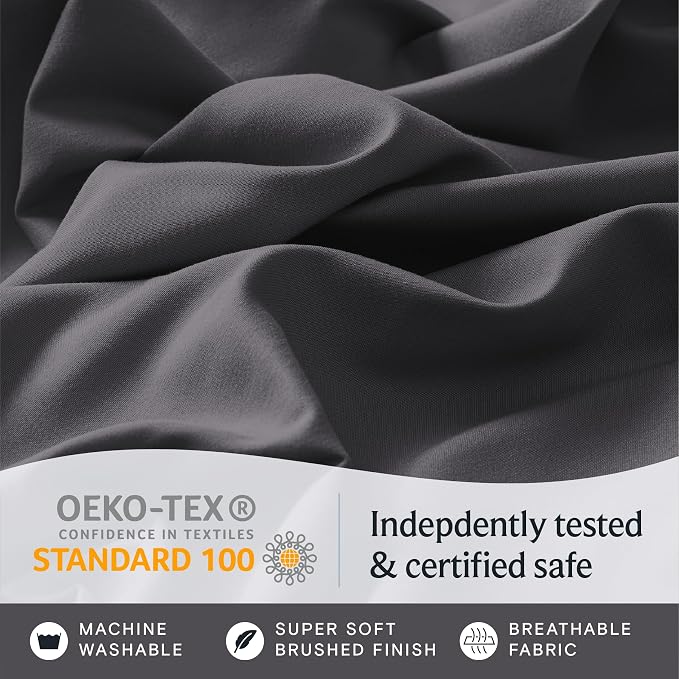 LuxClub 5 PC Split King Sheet Set Sheets Deep Pockets 18" Eco Friendly Wrinkle - Image 5
