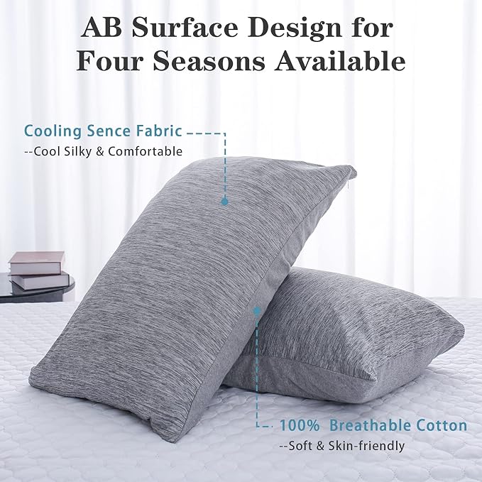 CHOSHOME Cooling Pillow Cases Zipper Pillow Covers Q-Max > 0.45 Zippered - Image 2