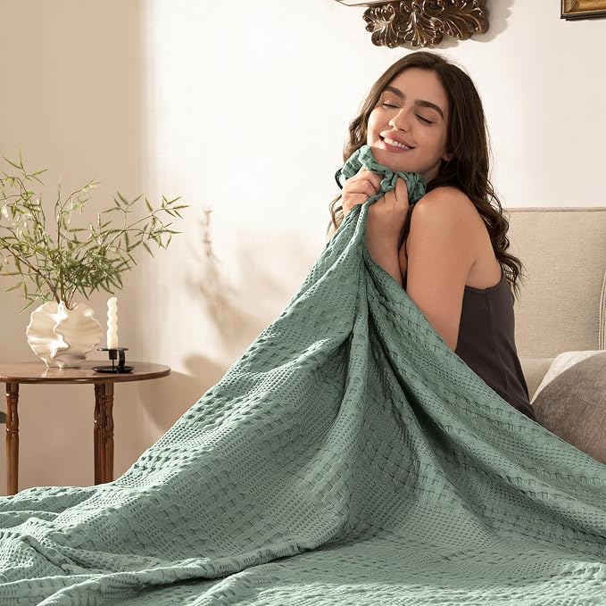 PHF Cooling Waffle Blanket Queen Size, Lightweight 60% Rayon from Bamboo & 40% - Image 5