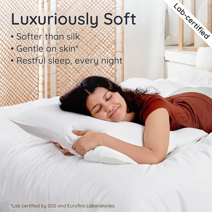 Bambaw 100% Viscose Derived from Bamboo King Pillowcases – Set of 2 Cooling - Image 4