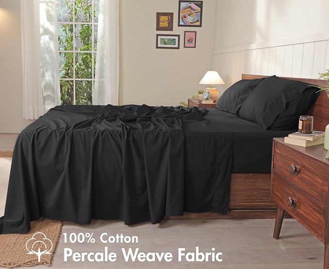 RUVANTI 100% Cotton Sheets – Twin XL Size Percale Bedding, Cooling & Breathable - Image 2