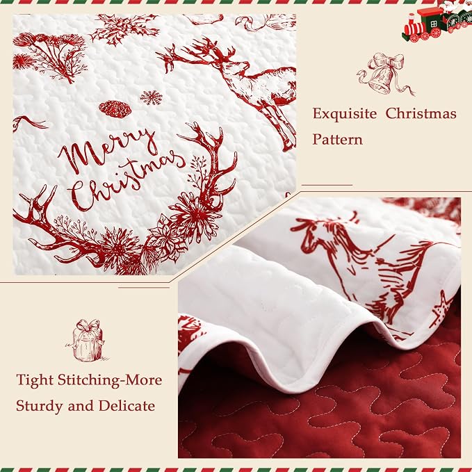 Exclusivo Mezcla Reversible Christmas Quilts Twin Size - Image 4