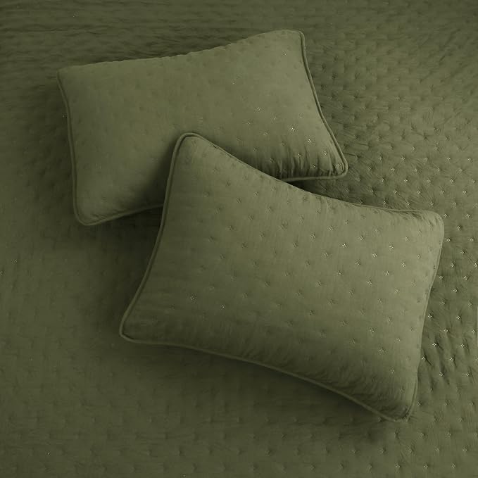 ROARINGWILD Olive Green Cloud Twin Size Quilt Bedding Sets - Image 5