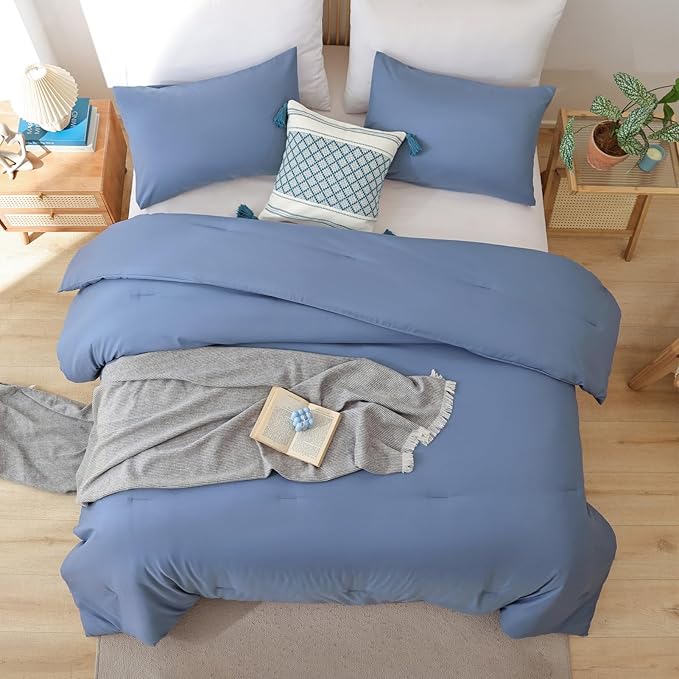 ROSGONIA King Size Comforter Set Slate Blue - Image 5