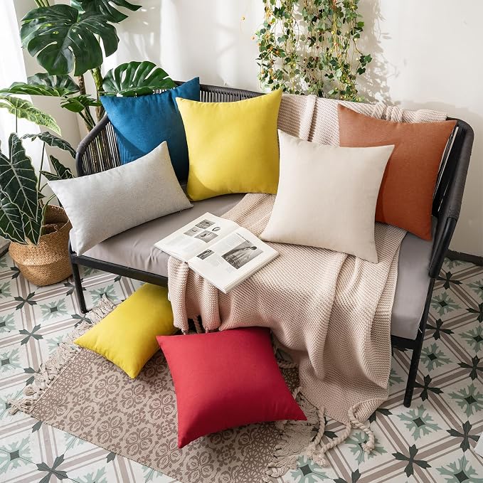 MIULEE Pack of 2 Decorative Outdoor Solid Waterproof Throw Pillow Covers Faux - Image 3