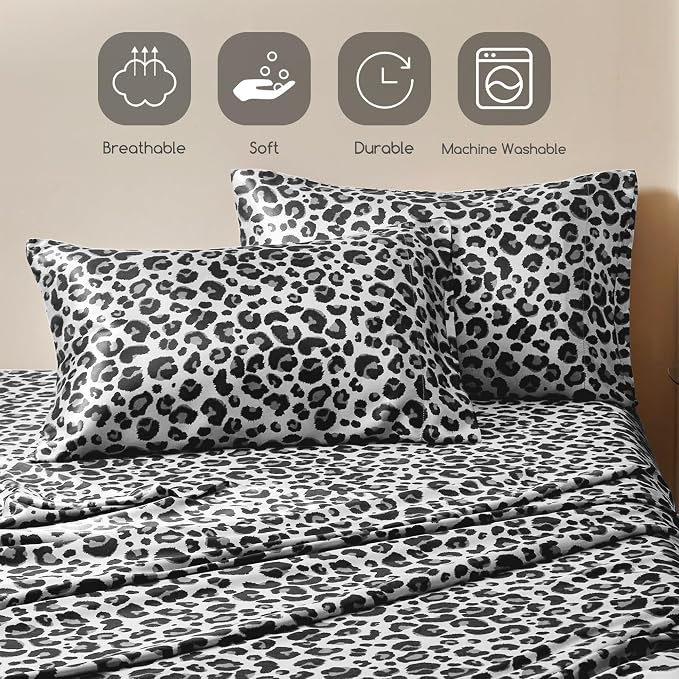MR&HM Satin Sheets with Elastic Corner Straps, Queen Size Sheets Set - Image 6