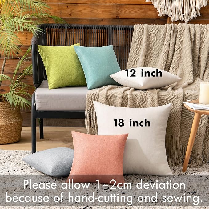 MIULEE Pack of 2 Decorative Outdoor Solid Waterproof Throw Pillow Covers Faux - Image 3