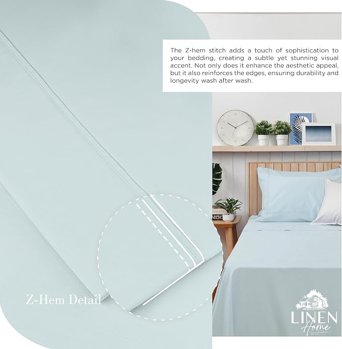 Linen Home 100% Cotton Percale Sheets Full Size, Deep Pocket, 4 Pieces Set - Image 3