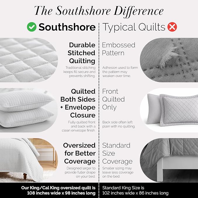 Southshore Fine Living, Inc. Oversized Quilt King Size Set, Soft Microfiber - Image 4